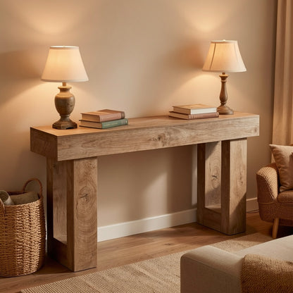 63-Inch Wood Console Table, Entryway Sofa Table for Work, Display, and Everyday Use detail image - detail view 7