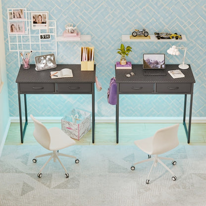 Vanity Desk with Lights & Drawers – Small Makeup Dressing Table with LED Mirror Light, Fiber Drawers for Bedroom Home Study, 32" & 42" White & Black