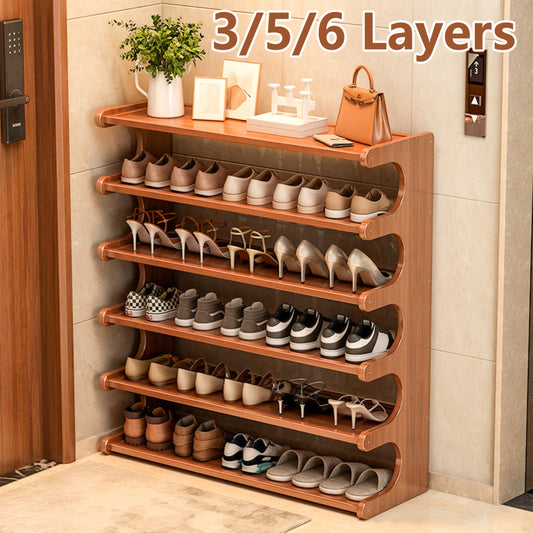 1pc Bamboo Shoe Rack | 3/5/6-Tier -Standing Shoe Shelf Suitable for Entryway, Living Room, Bedroom, - Space-Saving Storage with Easy Assembly, Modern Minimalist, Bamboo Shoe for Small Spaces