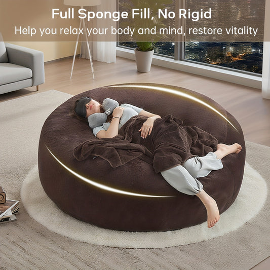 Large 4ft/5ft/6ft Bean Bag Chair Compatible for Adults - Oversized Sofa Bed Lounger with Memory Foam & Micro Velvet Cover, Soft Foam-Filled Furniture, Multi-Color Options (No Assembly) for Living Room, Bedroom - Ideal for Adults &