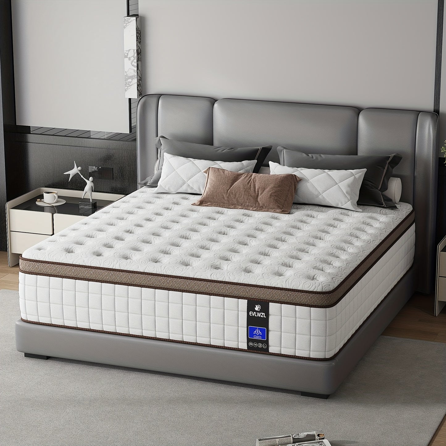 8In/10In/12In/14In Twin/Full/Queen/King Mattress | Memory Foam And Spring Hybrid, Medium Firm, Fiberglass-Free And Odorless, Breathable with Lumbar Support, Box-Packed for Bedrooms, Guest Rooms And Hotels