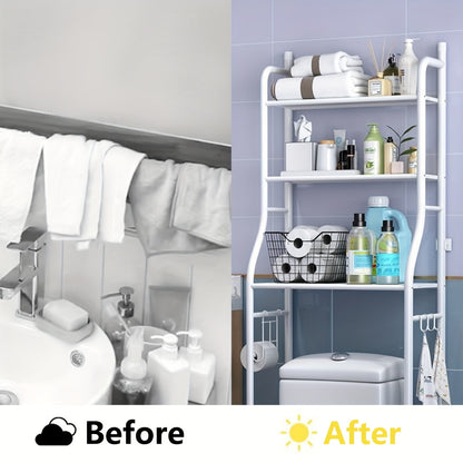 Toilet Rack, Independent Metal Bath Rack, with Roll Paper Rack And Hook, Space Saving Bathroom Organizer And Storage Rack, Above Toilet Rack, Used for Bathrooms And Laundry Rooms