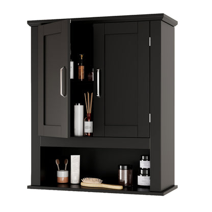 Over The Toilet Bathroom Cabinet with 2 Doors & Adjustable Shelf, Wall Mounted MDF Medicine Storage Organizer for Small Bathrooms, Toilet Paper & Medicines
