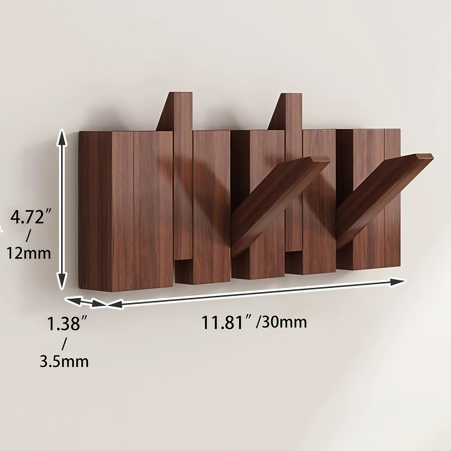 1pc Natural Wood Wall-Mounted Coat Rack with 10 Hooks - Piano-Shaped Accordion Design, Walnut Finish, Space-Saving Vertical Storage for Entryway, Bedroom, Bathroom - Easy Assembly, No Batteries/Electricity, Durable Multi-Purpose Organizer for Coats, Hats,