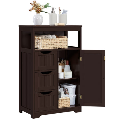 Costoffs Bathroom Storage Cabinet with Drawers, Moisture-Resistant Modern Cabinet Organizer with Multiple Tiers Shelves Storage, Easy-Clean Surface Bathroom Cabinet for Bathroom Living Room
