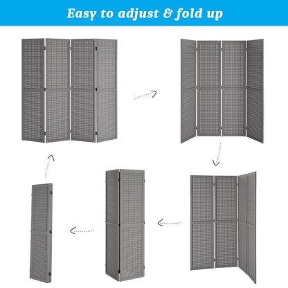 VINGLI Freestanding Pegboard with Support Feet, 5 FT Wood Room Divider Display Board Organizer, Folding Privacy Screen Partition Space Separator for Craft Shows Events Retail