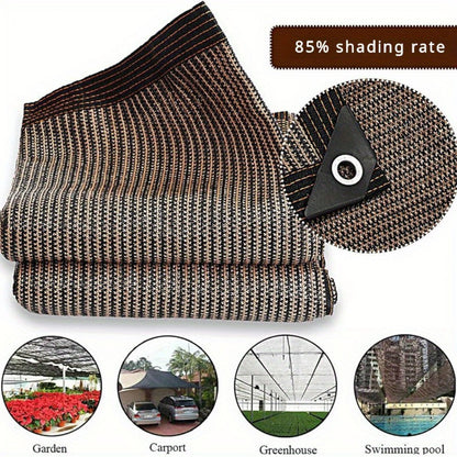 Rectangular Shade Net 10ft x 20ft – 85% UV Sun Protection, Breathable & Water-Permeable with Reinforced Edging for Outdoor Courtyard, Pool, Balcony, Garden & Patio, Coffee Brown