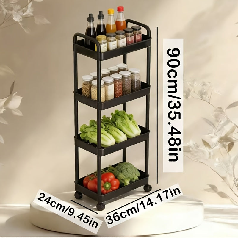 Multifunctional Trolley Rack Kitchen Bathroom Toilet Floor Multi-layer Movable Storage Rack Practical Home Organization Modern Simple Design