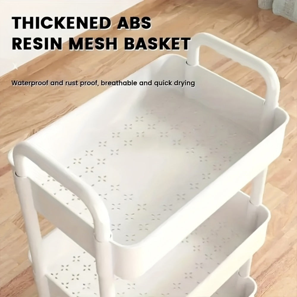 5-Tier Rolling Storage Cart with Wheels & Adjustable Shelves, Slim Plastic Organizer for Kitchen Bathroom Bedroom, Space-Saving Ultra-Thin Design, Multi-Use Mobile Shelf Unit
