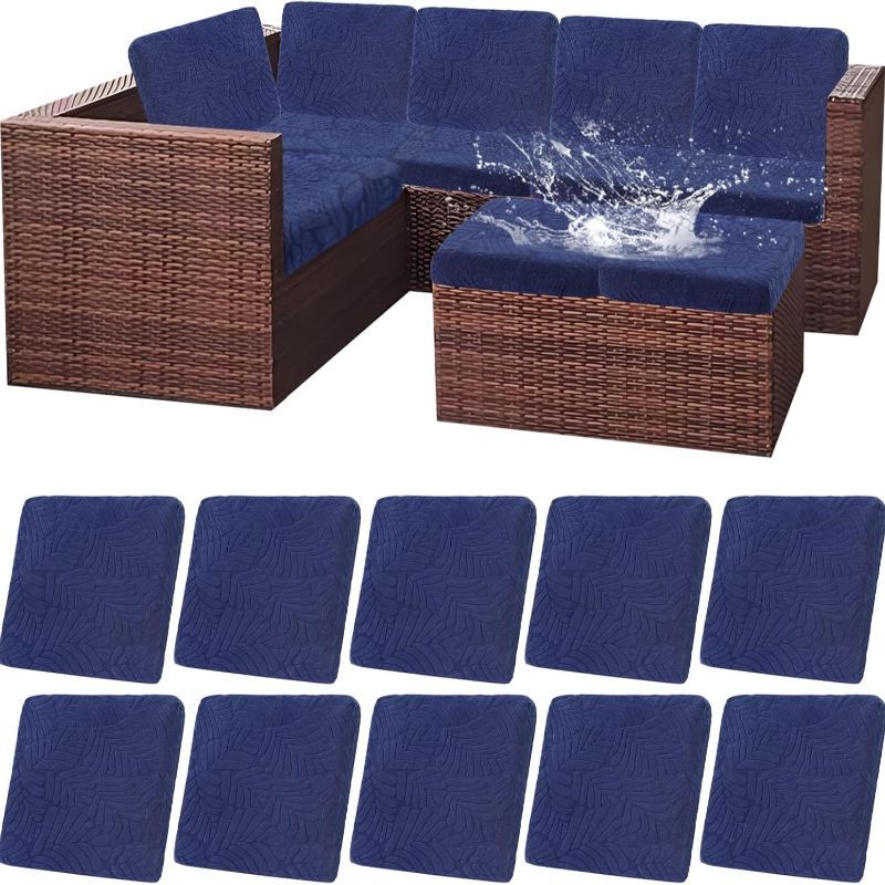 [Waterproof Cushion Covers] Outdoor Patio Cushion Covers Set of 8/10 Waterproof Stretch Seat Cushion Cover for Patio Furniture Outdoor Sofa Cushion Cover Replacement Couch Slipcovers Chair Seat Cover