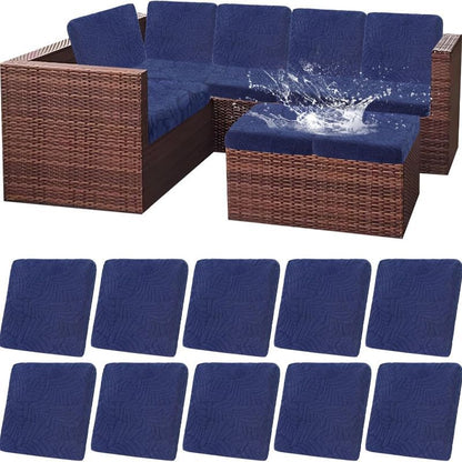 [Waterproof Cushion Covers] Outdoor Patio Cushion Covers Set of 8/10 Waterproof Stretch Seat Cushion Cover for Patio Furniture Outdoor Sofa Cushion Cover Replacement Couch Slipcovers Chair Seat Cover