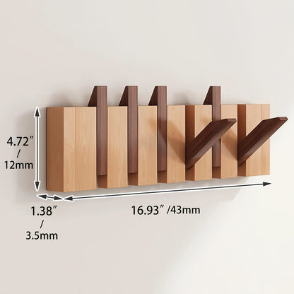 1pc Natural Wood Wall-Mounted Coat Rack with 10 Hooks - Piano-Shaped Accordion Design, Walnut Finish, Space-Saving Vertical Storage for Entryway, Bedroom, Bathroom - Easy Assembly, No Batteries/Electricity, Durable Multi-Purpose Organizer for Coats, Hats,