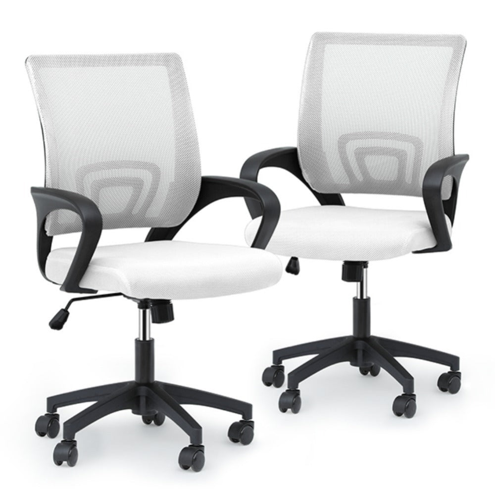 Ergonomic Office Chair Mid-Back Mesh Swivel Desk Chair with Lumbar Support Adjustable Height Sponge Seat Rolling Wheels, 300 lbs Capacity, 6 Colors, 1 or 2 Pack