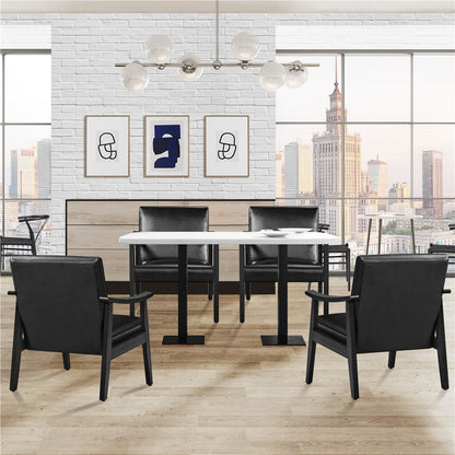 Costoffs Modern Armchair with Solid Wood Legs, Upholstered Accent Chair for Bedroom/Living Room/Guestroom, Available in Faux Leather or Boucle Fabric