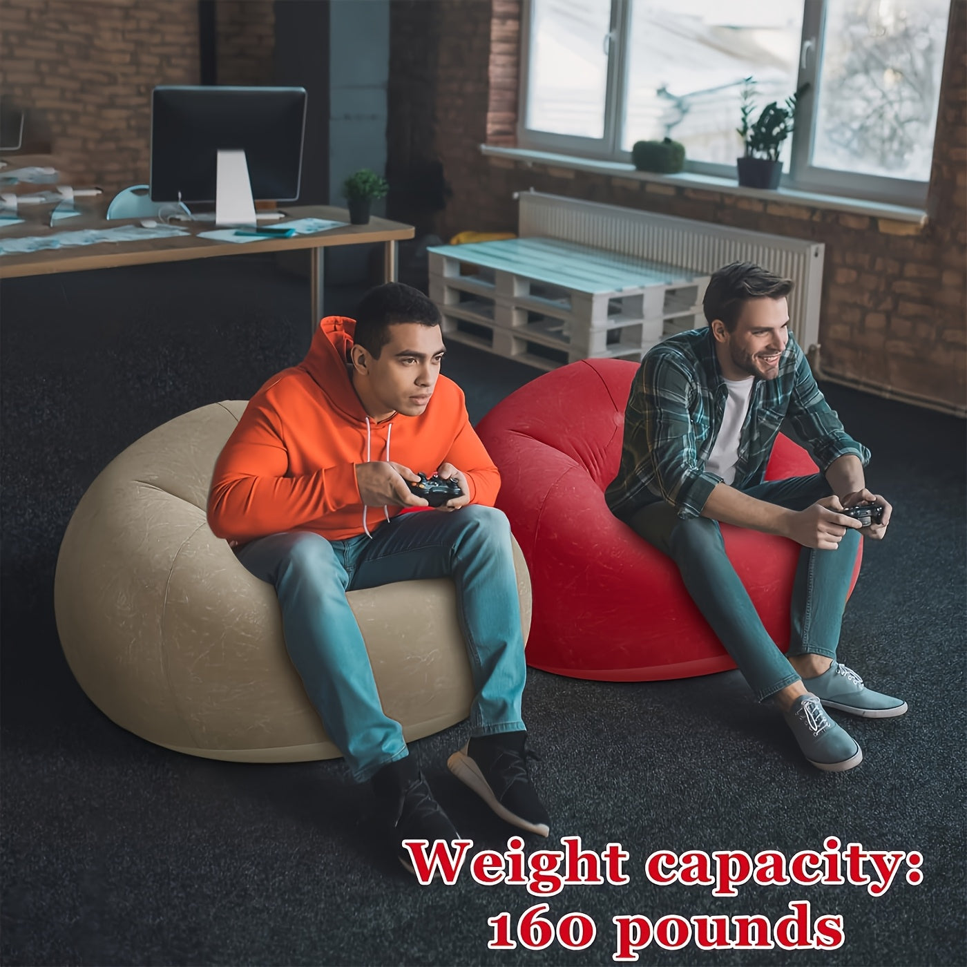 1pc Large Bean Bag Chair, Inflatable Lounge Chair, Soft, Comfortable, Outdoor, Lazy Seat, Tatami Chair, Sofa Cover, Lazy Sofa, Round Single Sofa for Living Room, Office Lunch Break, Outdoor Picnic Camping