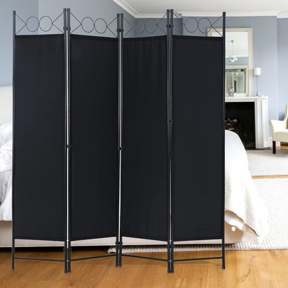 Room Divider 4 Panel Folding Privacy Screen Portable Partition Wall for Bedroom Living Room Home Office Studio Apartment 4 Colors Black Grey Tan Beige
