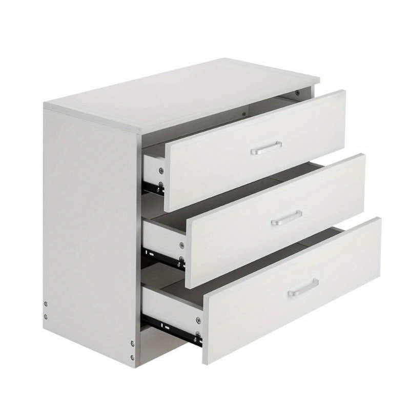 Storage Dresser with Drawers Organizer Closet Chest Modern White 3 Drawer Dresser for Bedroom, Living Room