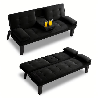 Futon Sofa Bed shown in the Black option