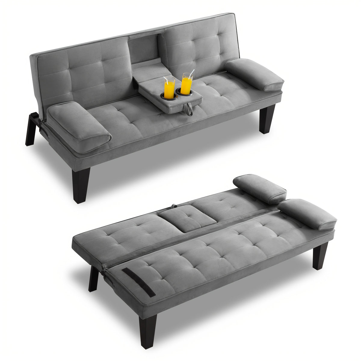 Futon Sofa Bed shown in the Dark Gray option