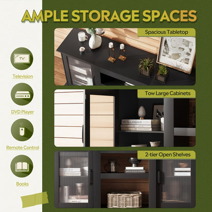 65-Inch TV Stand with Open Shelves and Multiple Color Options for Living Room detail image - detail view 9