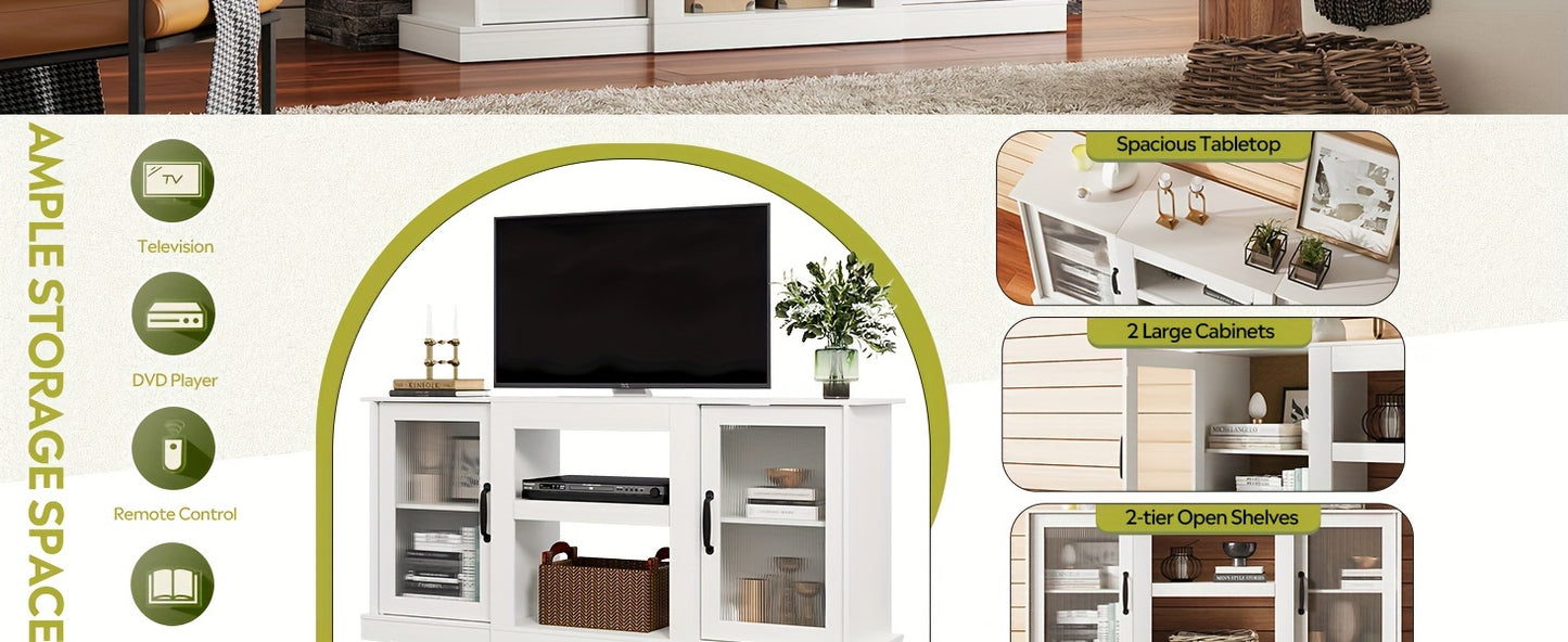 TV Stand For 65 Inch TV, Retro Entertainment Center With Storage And Open Shelves, TV Console For Living Room And Bedroom
