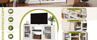 TV Stand For 65 Inch TV, Retro Entertainment Center With Storage And Open Shelves, TV Console For Living Room And Bedroom