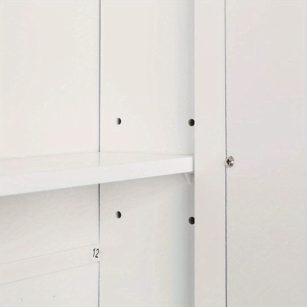 Wall Mounted Bathroom Cabinet with 2 Mirror Doors & Adjustable Shelves White Metal, Space-Saving Medicine Organizer for Bathroom Kitchen Laundry Room 22x22.8 Inch