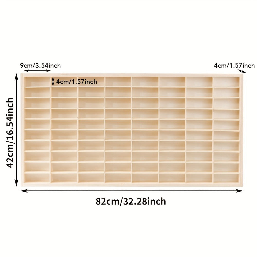 1:64 Solid Wood Collectible Storage Box (60/80 Compartments), Display Cabinet, Wooden Storage Box, Model Display Stand (Lidless, Includes Hooks And Additions)
