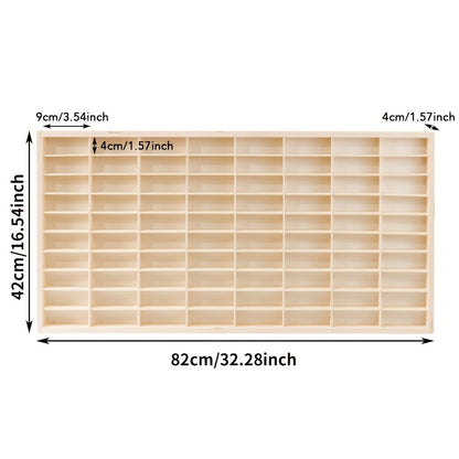 1:64 Solid Wood Collectible Storage Box (60/80 Compartments), Display Cabinet, Wooden Storage Box, Model Display Stand (Lidless, Includes Hooks And Additions)