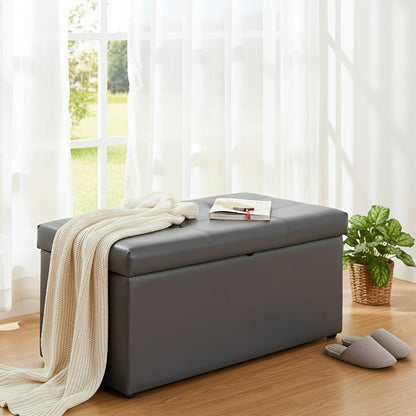 Multi-Functional Ottoman with Storage Bench | Folding Foot Rest Stool, Space-Saving, Load 660 lbs, Upholstered, Classic Style, Hardwood, OLIXIS for Living Room, Bedroom, Office, Dorm
