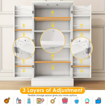 47 Inch Freestanding Pantry Cabinet with Adjustable Shelves - Kitchen Storage Cabinet Buffet Sideboard for Dining Room and Living Room