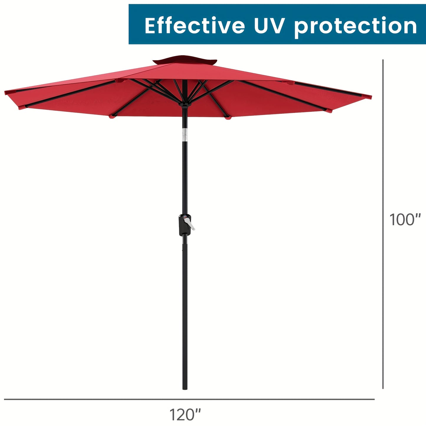 [9ft/10ft Patio Umbrella] 9ft/10ft Outdoor Patio Umbrella | Push Button Tilt, Internal Crank Lift System, 5 Colors | Ideal for Table or Beach