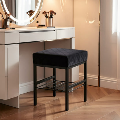 Velvet Vanity Stool Footstool Ottoman, Rectangular Pouf Makeup Stool Shoe Changing Bench Footrest for Bedroom Bathroom Vanity Room, 3 Colors