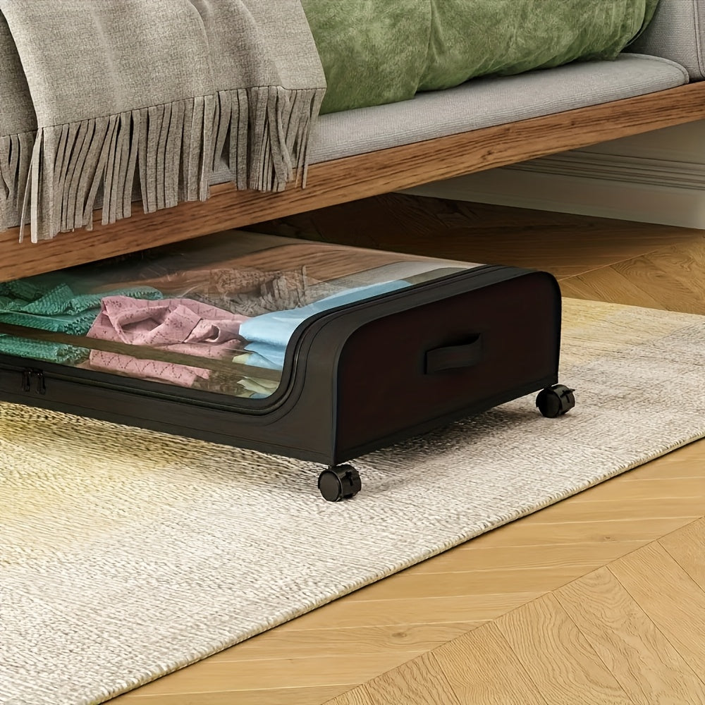 [Under Bed Storage] 1/2pcs Rolling Under Bed Metal Drawer - Under Bed Storage with Wheels for Clothes, Blankets, Books, Bedding, Shoes - Storage Containers, Organizer.1pc In A Gray Storage Box,, Hanger