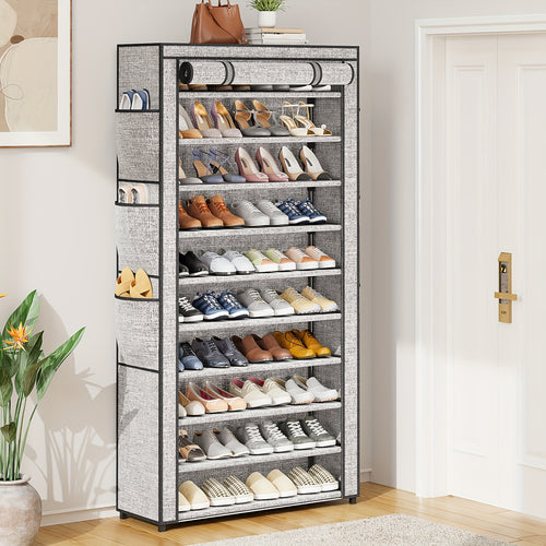 10-Tier Shoe Storage Organizer, Shoe Rack, Shoe Storage Cabinet, Large Capacity 50-56 Pairs Tall Shoe Shelf Free Standing Storage Cabinet Entryway Closet, Dustproof Floor Standing Storage Cabinet with Easy Assembly, for Halloween And Christmas