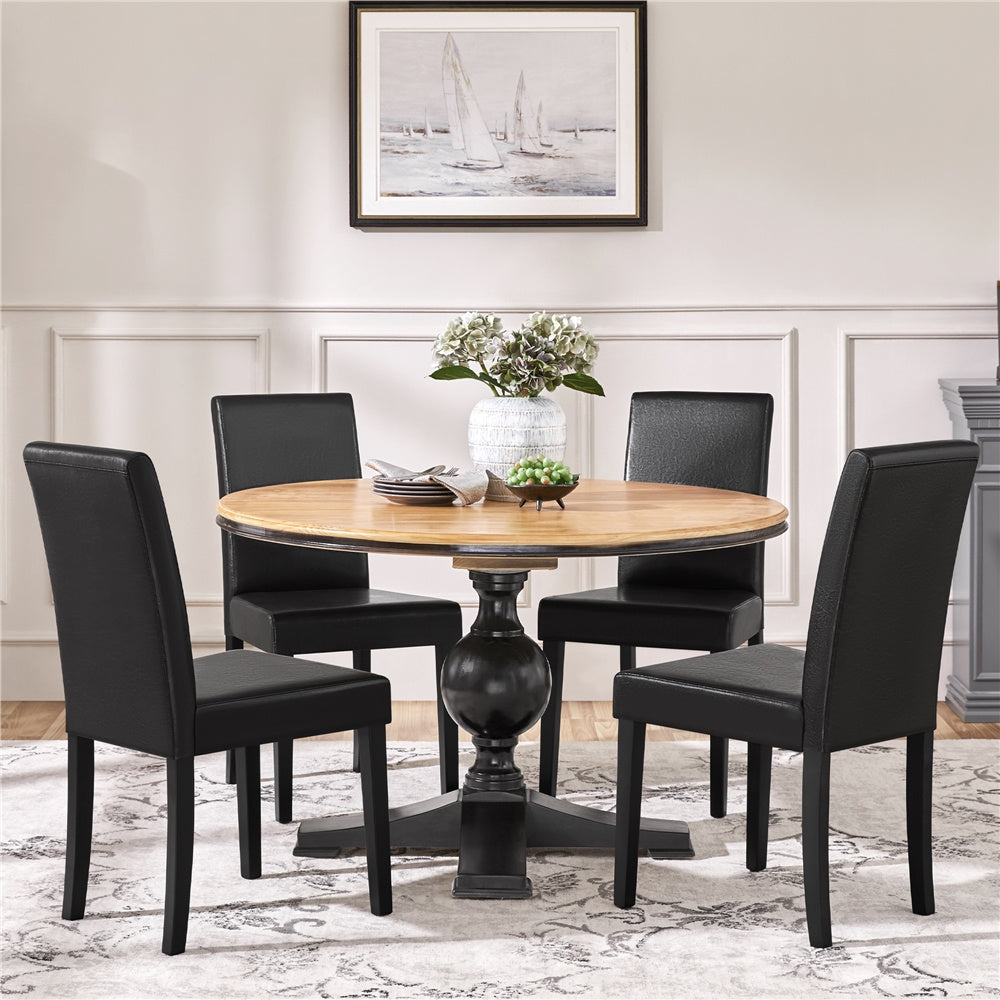 Costoffs Upholstered Dining Chairs Set of 2/4, Padded Leather Side Chairs with High Back & Rubberwood Legs, Modern Kitchen Chairs for Home, Kitchen & Restaurant, Black/White/Gray/Brown