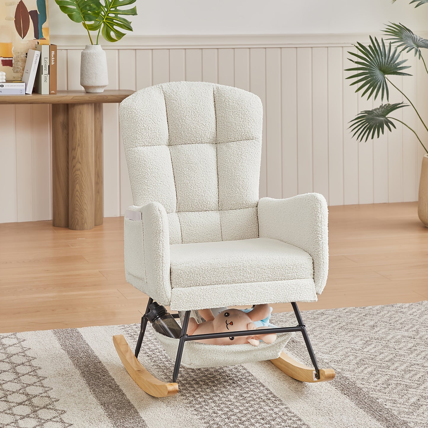 Rocking Chair for Nursery, Upholstered Glider with High Backrest, for Nursery Rocker Comfortable Stylish Accent Armchair for Living Room