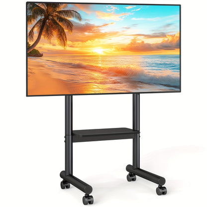 Universal Mobile TV Stand Rolling Cart for 40-75 Inch TVs up to 110 LBS, Height Adjustable 43.6"-49.5" with Storage Shelf & 360° Locking Wheels, VESA 400x400mm, Indoor Outdoor Apartment Office Gym