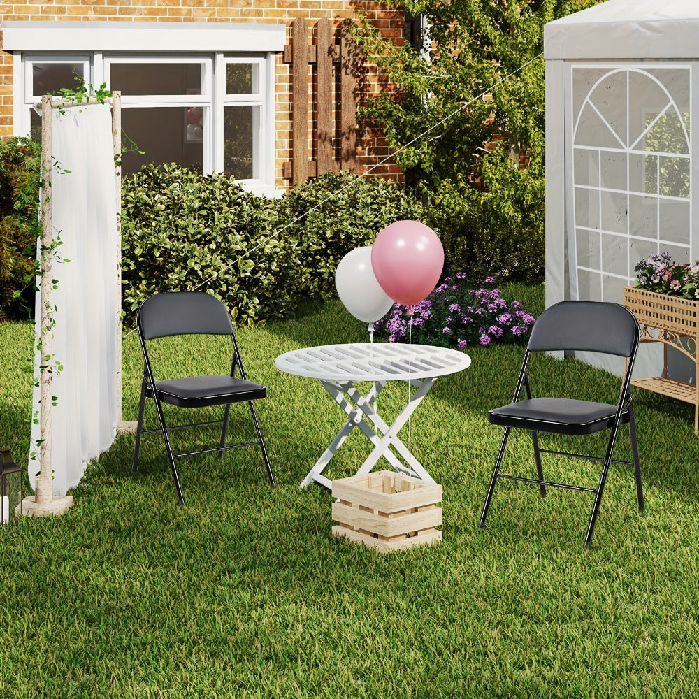 PU Leather Folding Chairs with Padded Seats & Steel Frame, Portable Stackable Chairs for Events Weddings Dining Home Office Church, 2 4 8 10 12 20 Packs Available in Khaki Black Grey