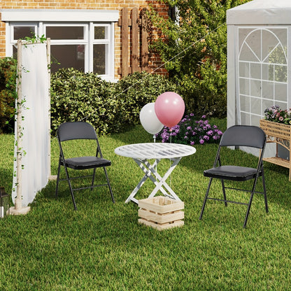PU Leather Folding Chairs with Padded Seats & Steel Frame, Portable Stackable Chairs for Events Weddings Dining Home Office Church, 2 4 8 10 12 20 Packs Available in Khaki Black Grey