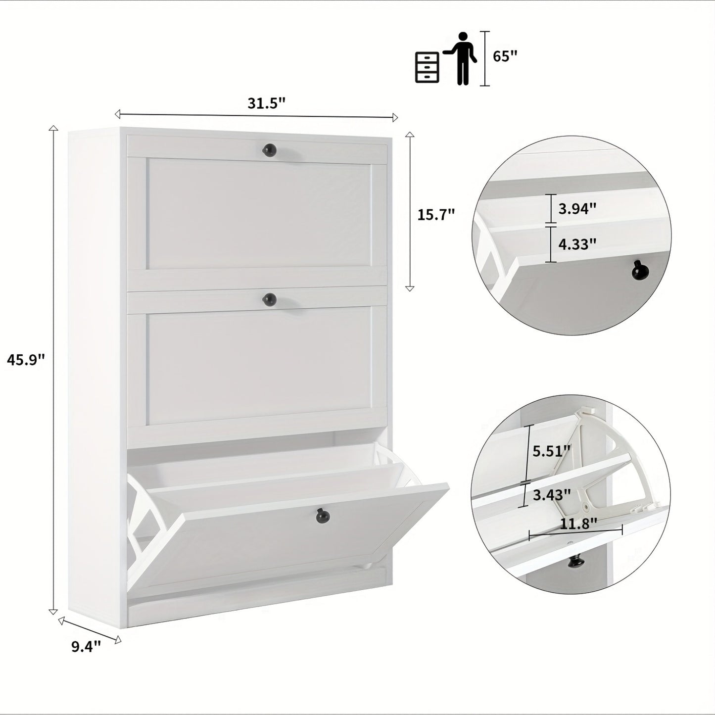 Shoe Cabinet with 3 Flip Drawers & Adjustable Shelf - Narrow Shoe Storage Cabinet for Entryway, Freestanding Hidden Shoe Organizer for Hallway, Bedroom, Apartment - For Homeowners & Renters - Maximize Space & Keep Shoes Organized - Ideal Gift for Housewar