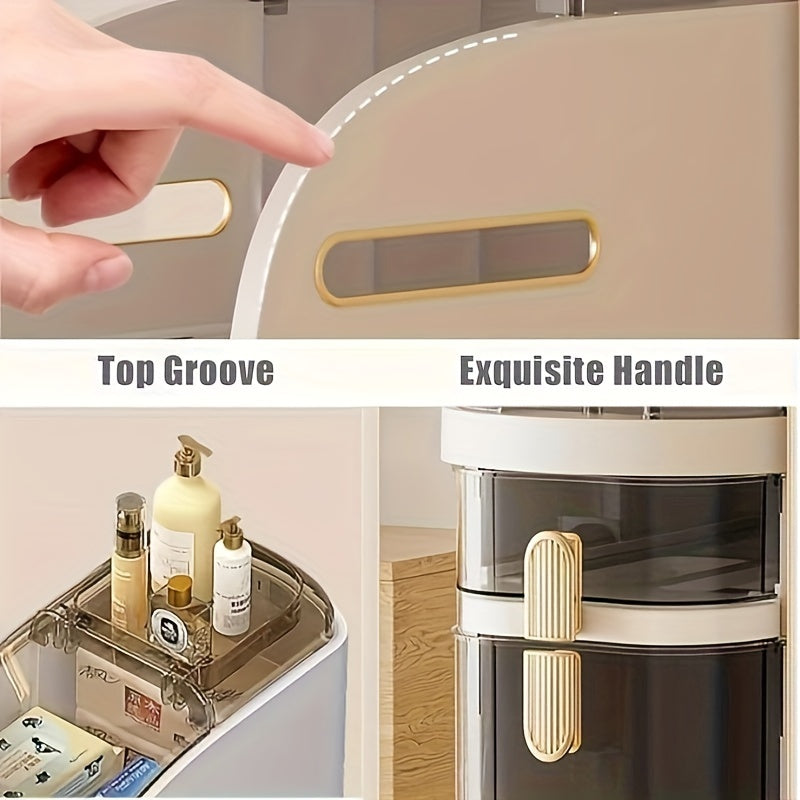 7" Narrow Tall Bathroom Floor Storage Cabinet, Freestanding Slim Storage Rack with Clear Drawers, Space Saving Storage Cabinet for Small Sapce, 3 Tier