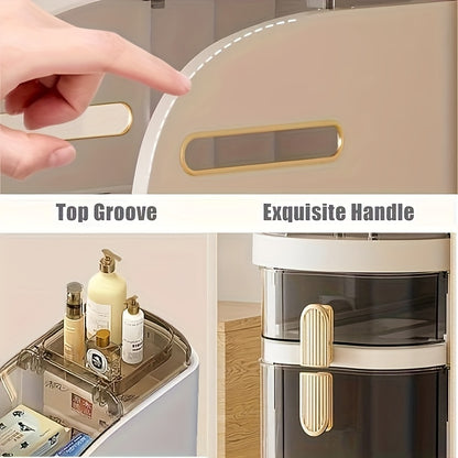 7" Narrow Tall Bathroom Floor Storage Cabinet, Freestanding Slim Storage Rack with Clear Drawers, Space Saving Storage Cabinet for Small Sapce, 3 Tier