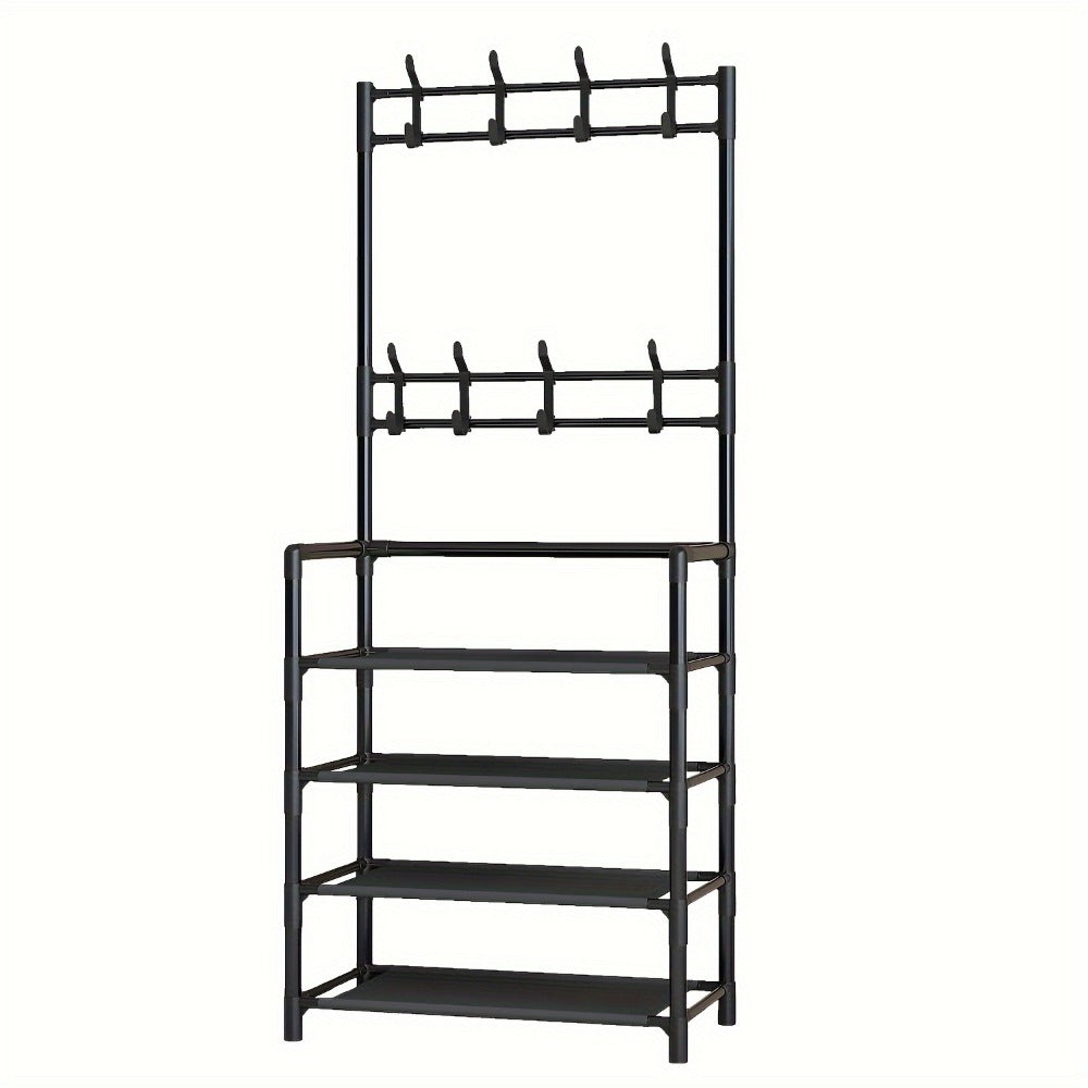 Shoe Rack with 10 Shoe Bags, Entryway Shoe Organizer & Hat Rack for Living Room Bedroom Hallway Dorm, Multi-Layer Freestanding Shoe Storage Shelf