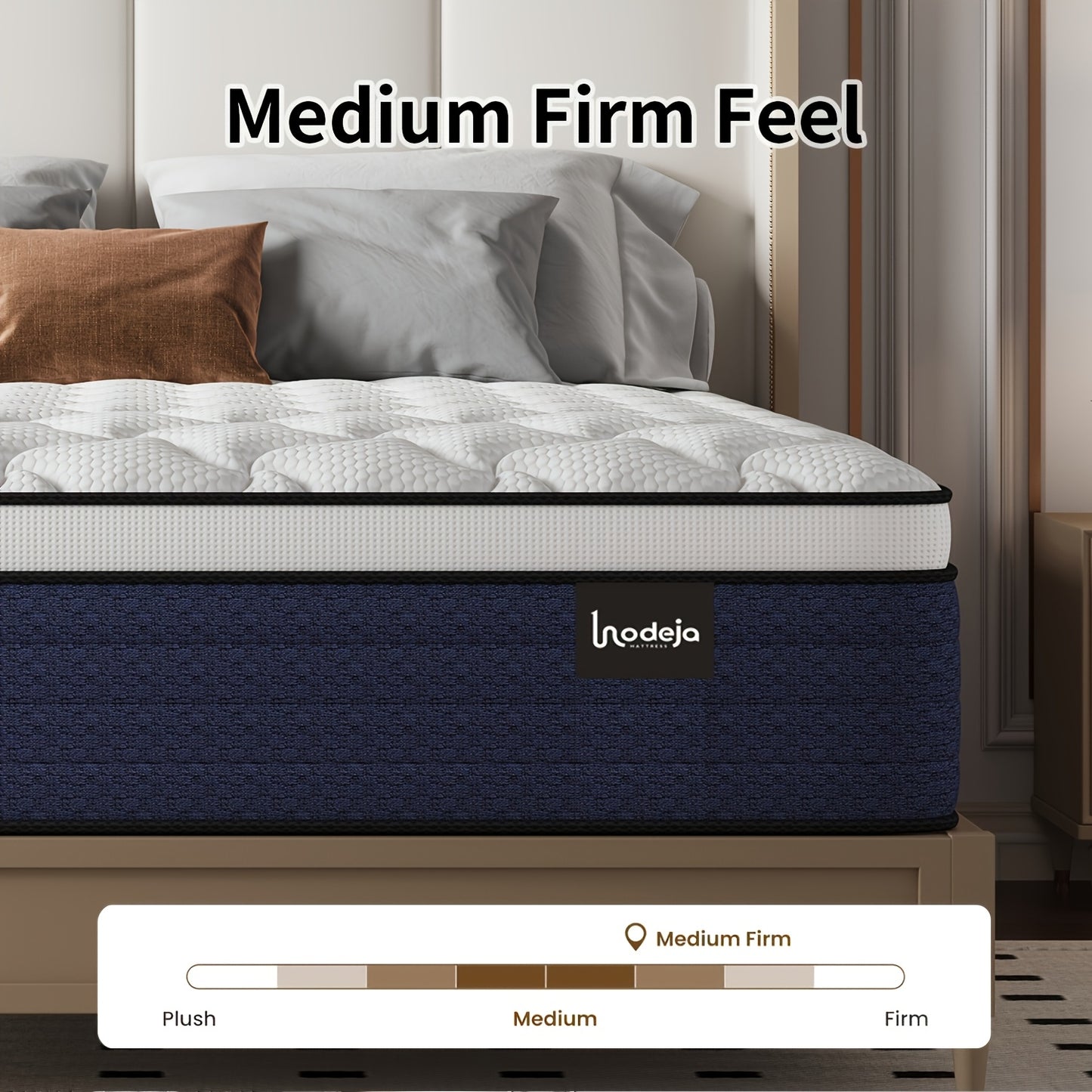 [Ergonomic Memory Foam] LODEIJA Ergonomic Medium Firm Hybrid Mattress In A Box - 10/12/14 Inch Thick, Twin, Full, Queen, King Sizes | Pocket Springs & Memory Foam for Motion Isolation, Pressure Relief, And Silent Sleep, Breathable Bed Mattress, Fiberglass