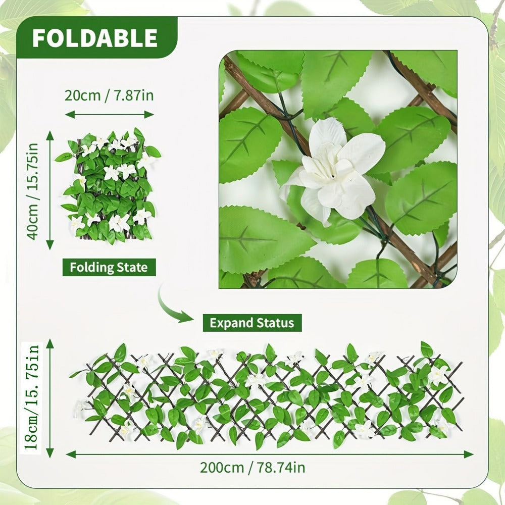 Expandable Artificial Vine Privacy Fence Set of 2 Connectable Green Wall Panel UV Resistant for Outdoor Garden Patio Balcony Home Decor – Purple Orchid & White Orchid, Free US Shipping
