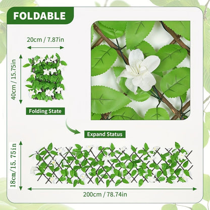 Expandable Artificial Vine Privacy Fence Set of 2 Connectable Green Wall Panel UV Resistant for Outdoor Garden Patio Balcony Home Decor – Purple Orchid & White Orchid, Free US Shipping