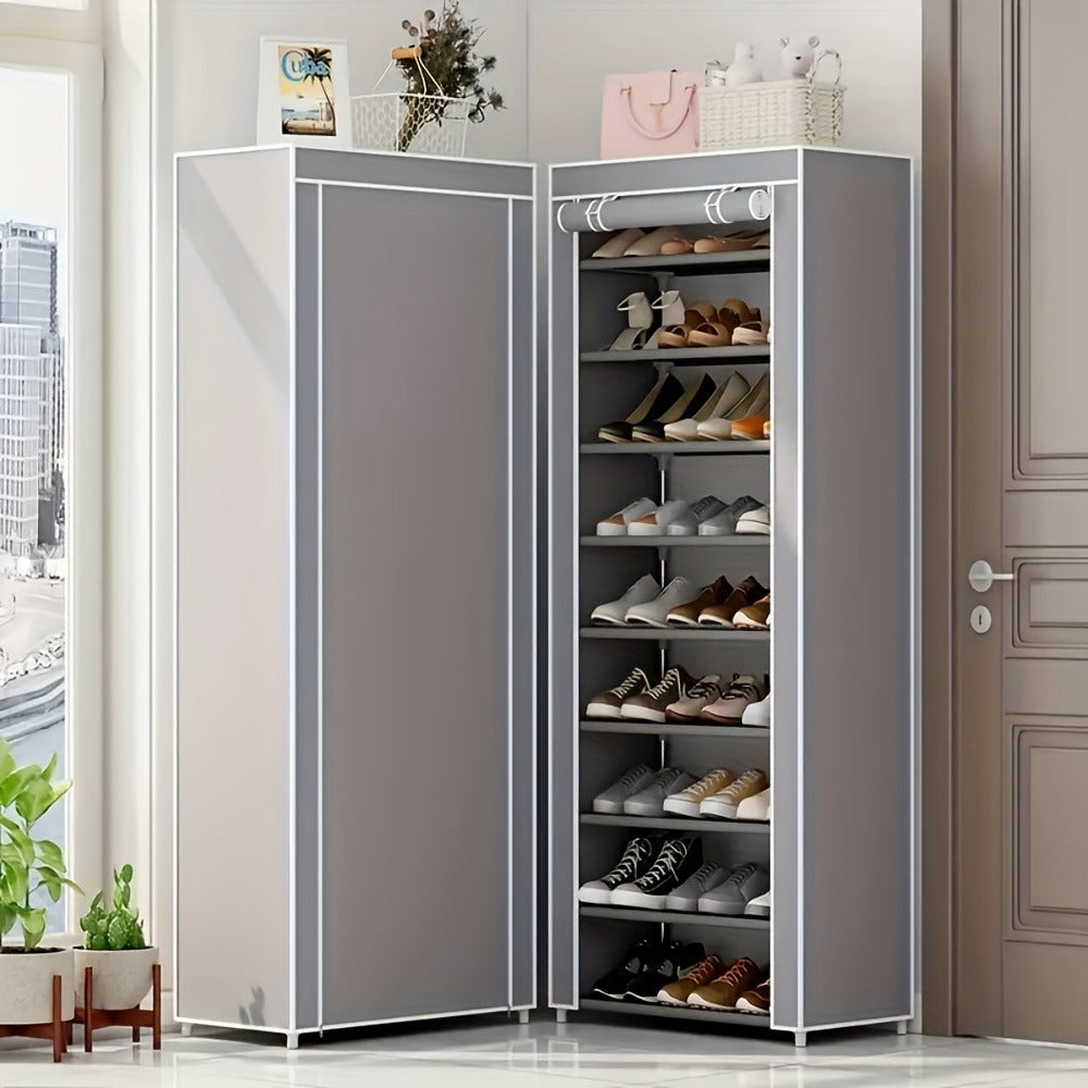 Large Shoe Rack Organizer 27-35 Pairs Multi-Layer Storage with Non-Woven Cover & Metal Frame, Space-Saving Shoe Cabinet for Entryway Bedroom Living Room Closet, Gray 5 Layers