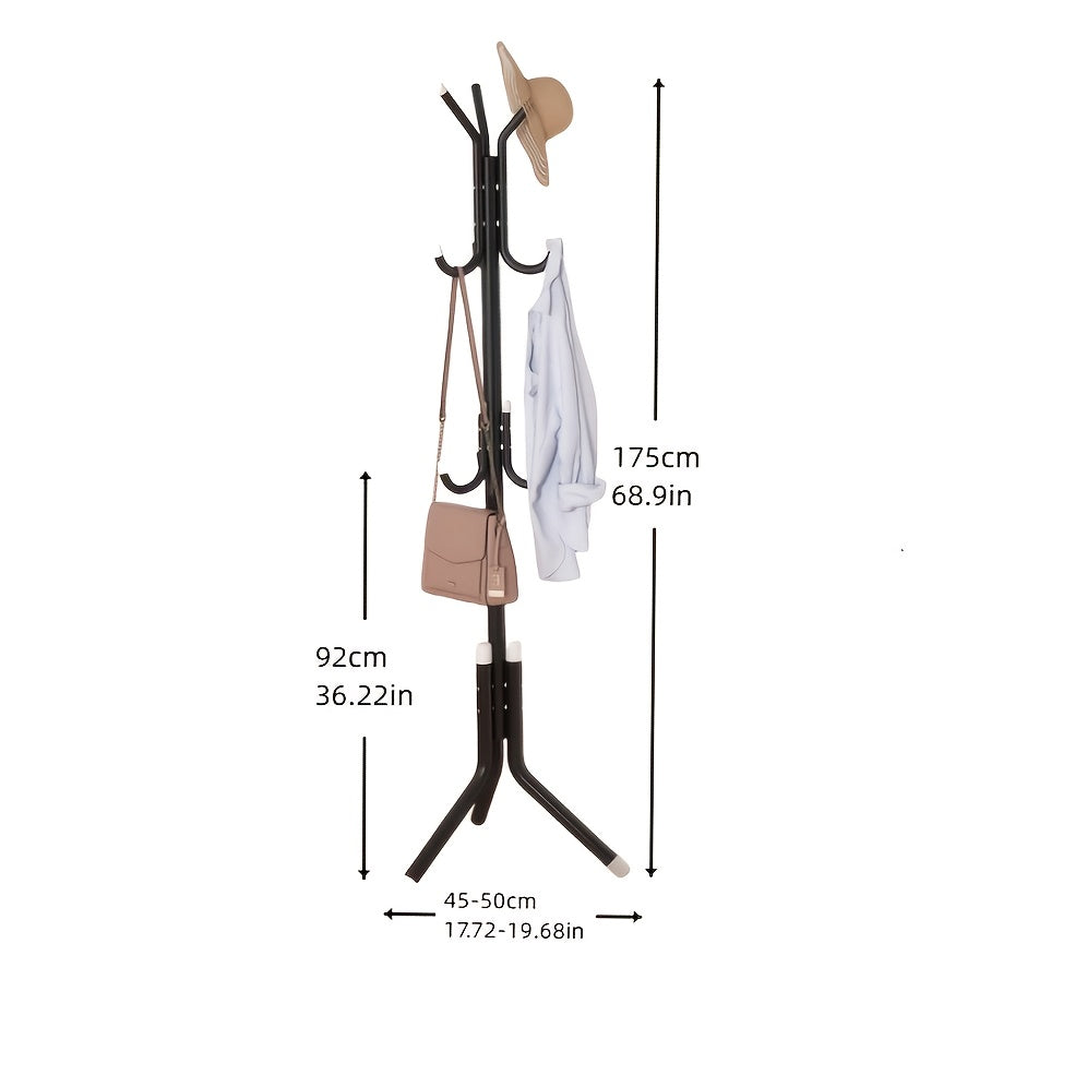 Metal Coat Rack, Free Standing Clothes Stand for Office, Entryway, Hallway, Living Room, Bedroom, Home, Dorm - Durable Storage Organizer for Shirts, Hats, Coats, Bags, Scarves
