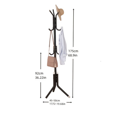 Metal Coat Rack, Free Standing Clothes Stand for Office, Entryway, Hallway, Living Room, Bedroom, Home, Dorm - Durable Storage Organizer for Shirts, Hats, Coats, Bags, Scarves